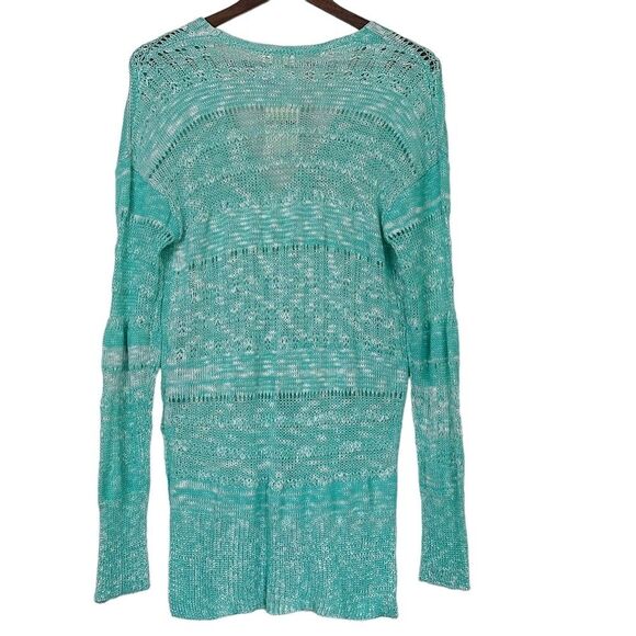 EE:SOME Womens Knit Cardigan Sweater Top Shirt Green White Button Down Size M L - Picture 6 of 12